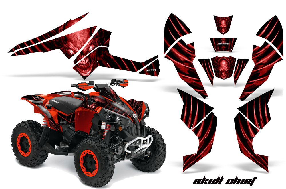 Can-Am Renegade 800 Graphics Kit Skull Chief Red